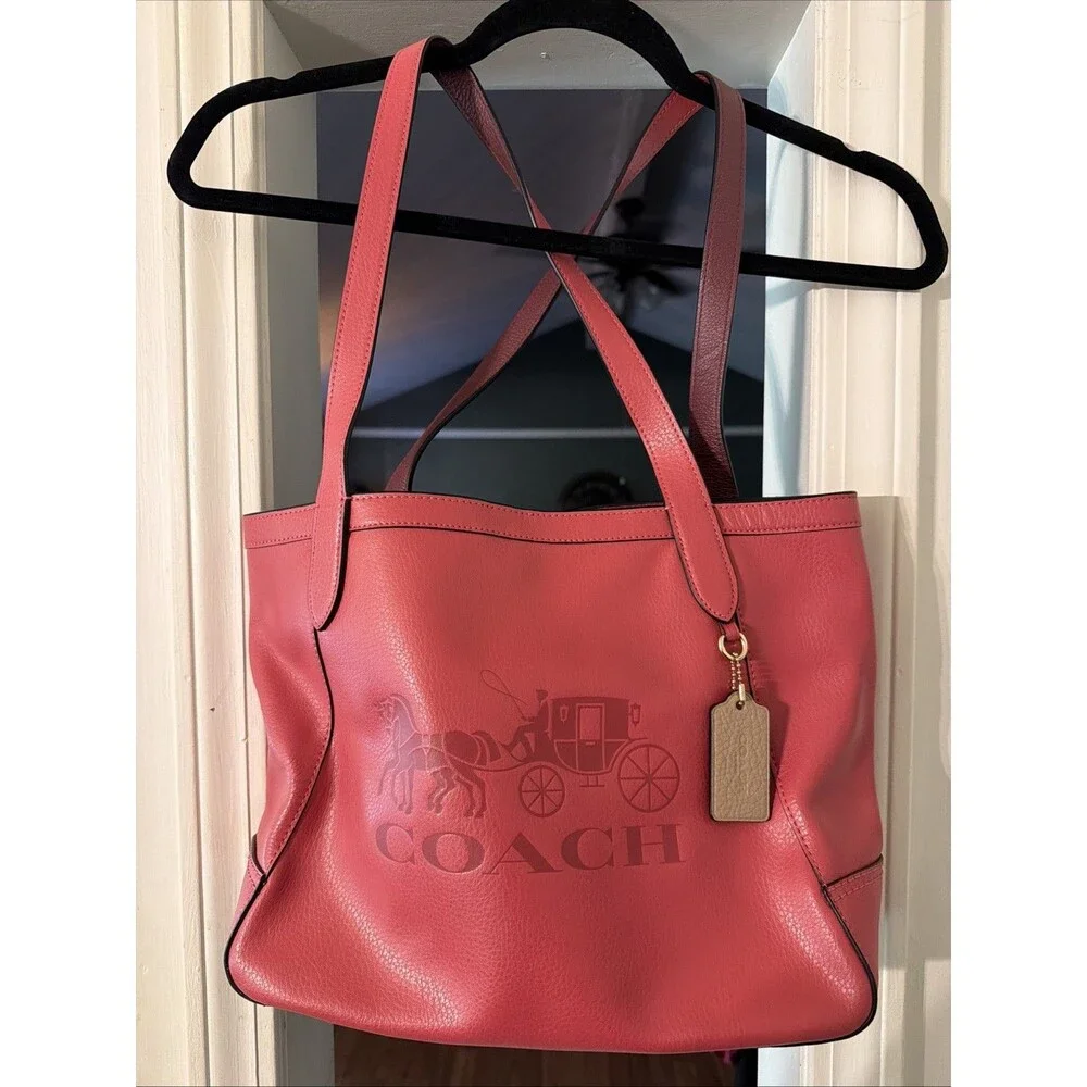 Coach C4063 MEDIUM Horse and Carriage Logo Salmon Pink Leather Tote